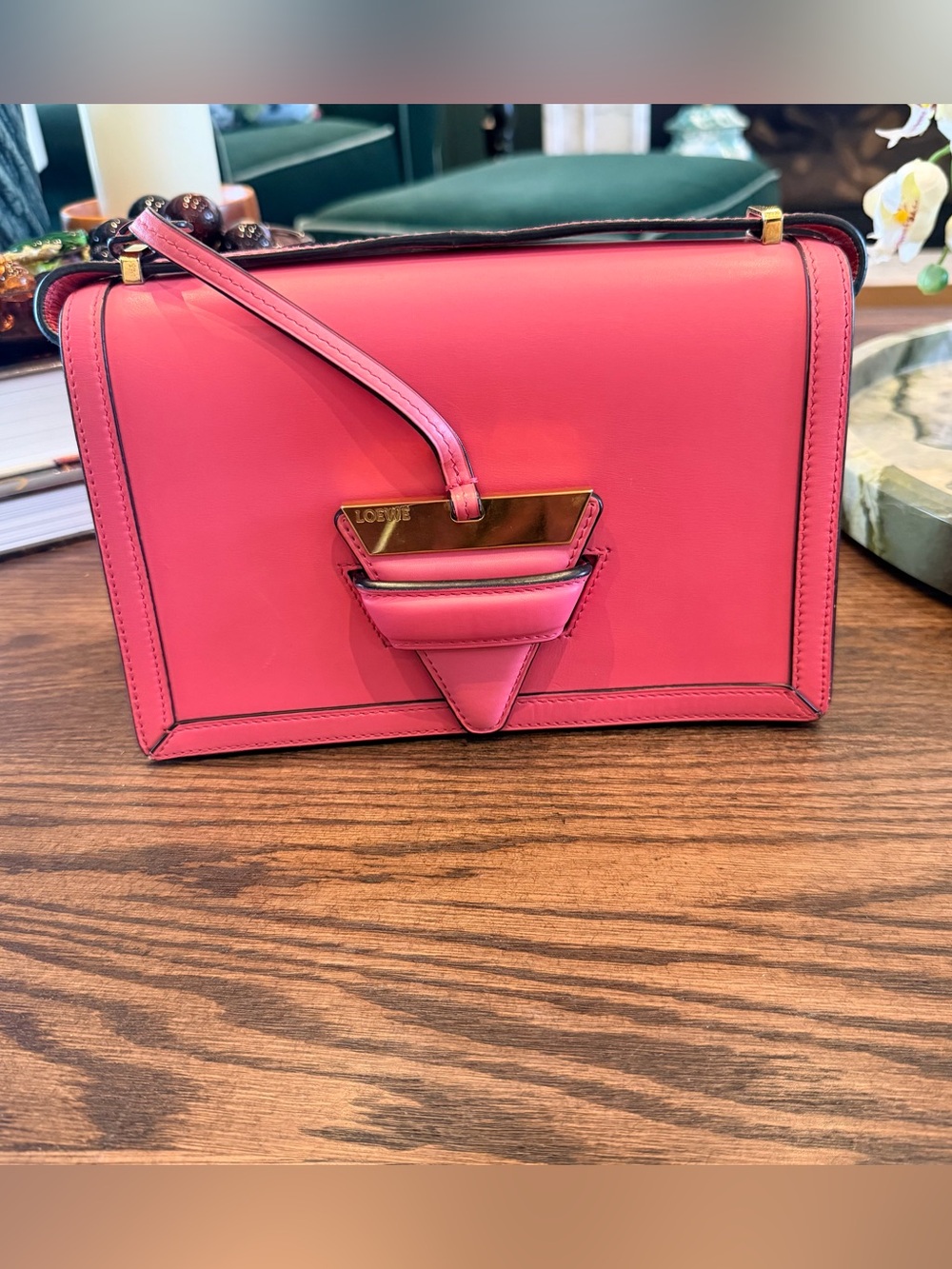 Loewe Medium Barcelona Pink Leather Shoulder Bag